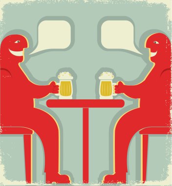 bira bardakları ile iki adam kim toast.vintage poster