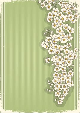 flowers grunge postcard.Vintage clipart