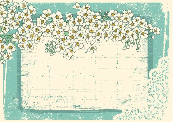 Vintage floralen Hintergrund mit Grunge-Dekor Rahmen für Text — Stockvektor