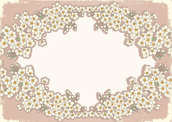 Vintage sfondo floreale con cornice decorativa per il testo — Vettoriale Stock