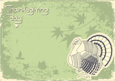 Thanksgiving decoration postcard.Background with turkey clipart