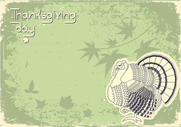 Decoración de Acción de Gracias postcard.Background con pavo — Vector de stock
