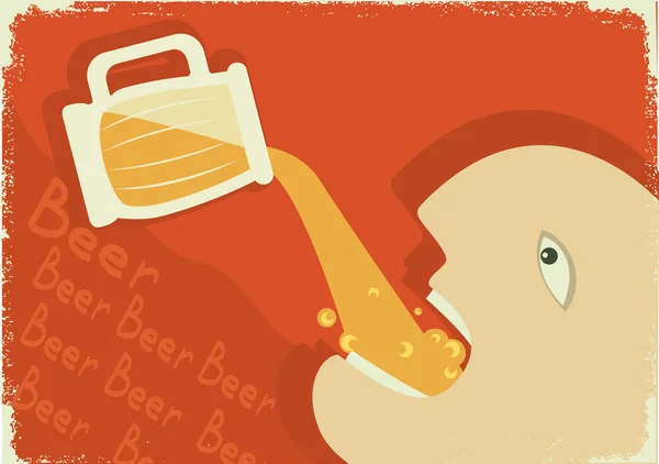 Мэн пьет пиво. Векторный плакат — стоковый вектор
