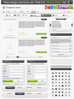 Web design elements set. Online shop 2. Vector illustration clipart