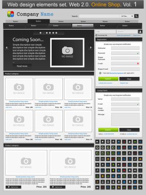 Web design elements set. Online shop 1 clipart