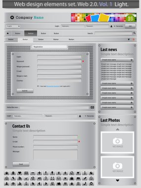 Web design elements set silver 1. clipart