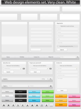 Web design elements set white clipart