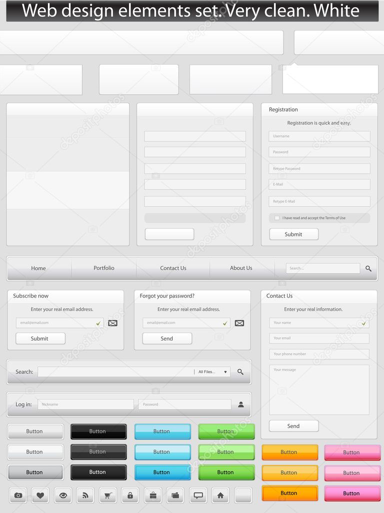 Web design elements set white