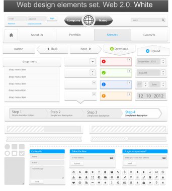 Web design elements set white clipart