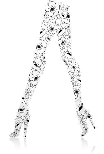 Гламурні модні ніжки з квітів — стоковий вектор
