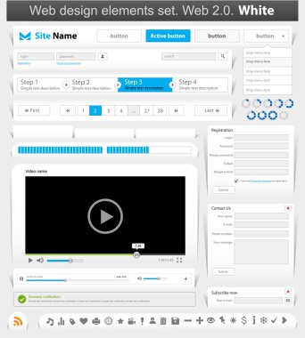 Web design elements set white clipart