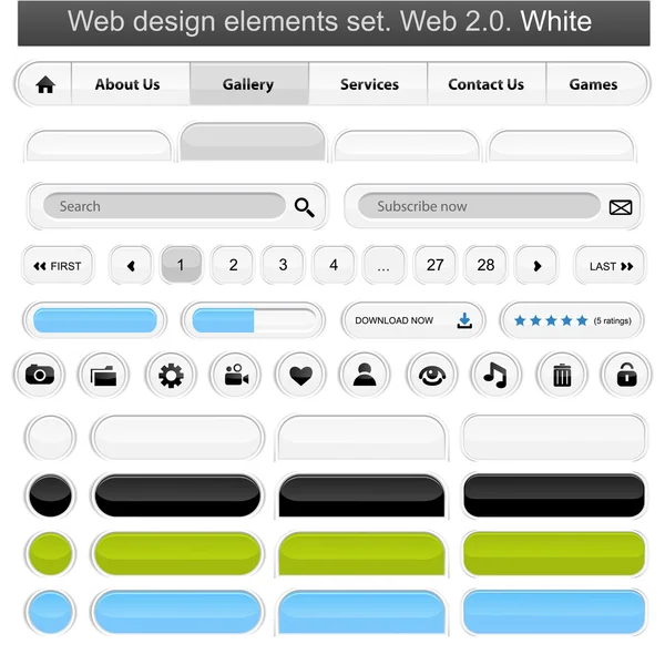 Elementi di design Web impostati bianchi — Vettoriale Stock