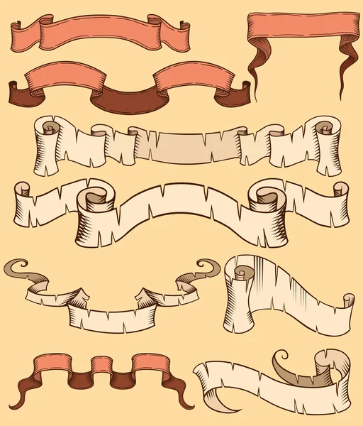 Ensemble de ruban ancien style — Image vectorielle