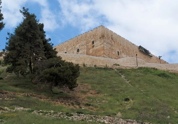 Monte do Templo acima do Vale de Kidron em Jerusalém — Fotografia de Stock