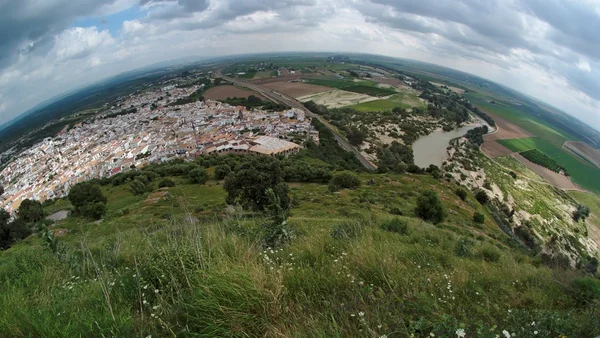Spaanse stad almodovar del rio fisheye uitzicht — Stockfoto