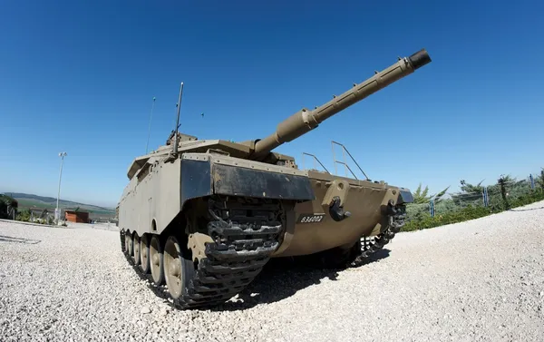 stock image Fisheye view of Israeli Merkava tank in museum