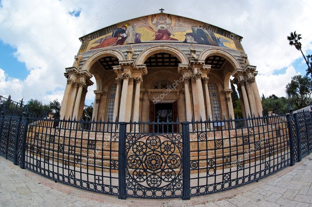 Fisheye view of Church of All Nations in Jerusalem