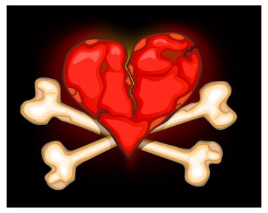 Heart & bones on black clipart