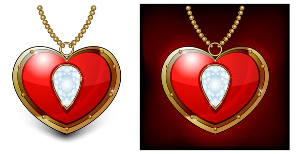 Corazón de diamante — Vector de stock