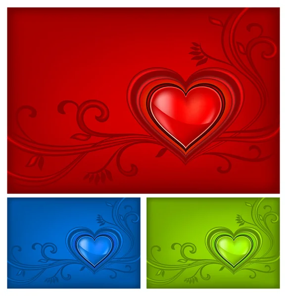 Tre-färgade alla hjärtans bakgrunden — Stock vektor