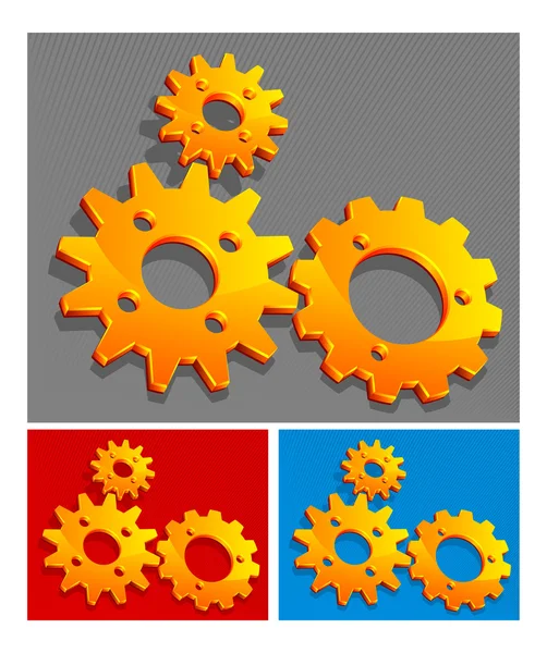 Tre färger gears — Stock vektor