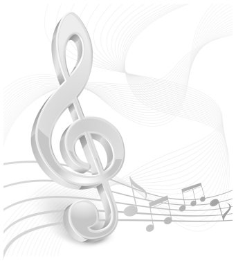 White treble clef on white clipart