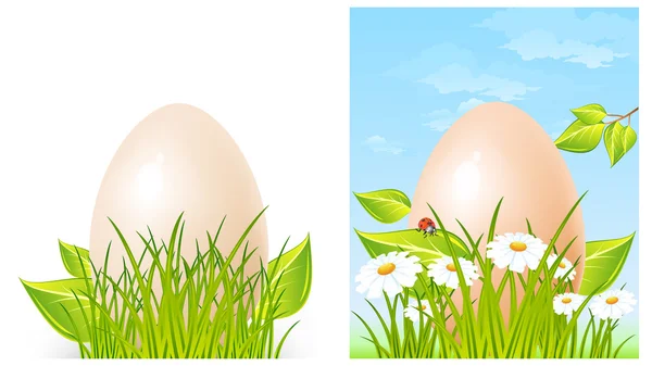 Pascua huevo grande en la hierba — Vector de stock