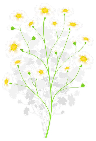 Ramo verde com flores amarelas — Vetor de Stock