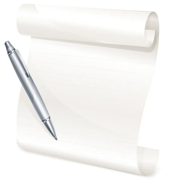 灰色のペンで黄色い紙をスクロールします。 — ストックベクタ