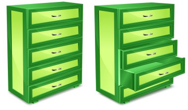 Wooden commode in green clipart