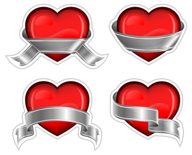 Hearts with ribbom on white clipart