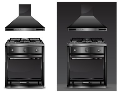 Black gas cooker over clipart