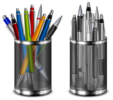 Set of color pens in support clipart