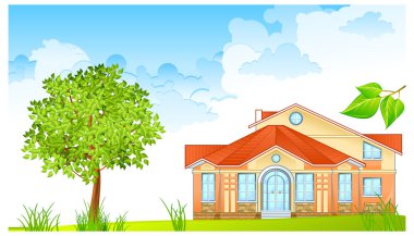 Landscape with house clipart