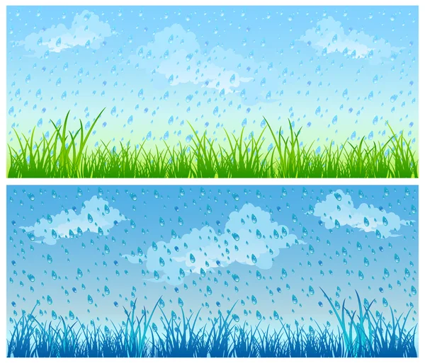 Hierba y lluvia — Vector de stock
