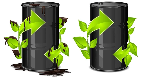 Barils de pétrole avec flèche — Image vectorielle
