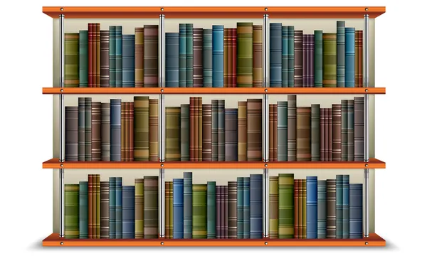 Shelf with books and frame — Stock Vector