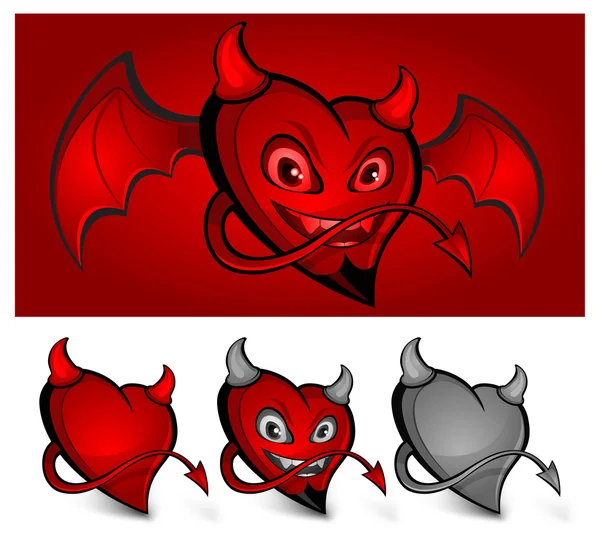 Devil visage coeur — Image vectorielle