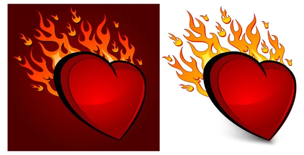 Corazón en llamas — Archivo Imágenes Vectoriales