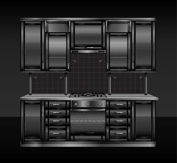 Black kitchen — Stock Vector