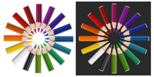 Crayons de couleur en cercle — Image vectorielle