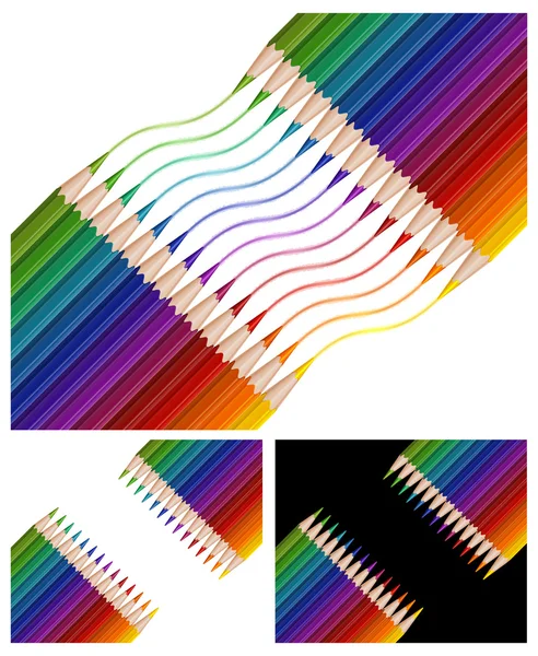 Цветные карандаши, рисующие радугу — стоковый вектор