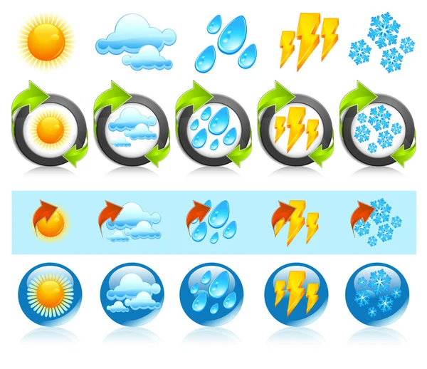 Weather round icons — Stock Vector
