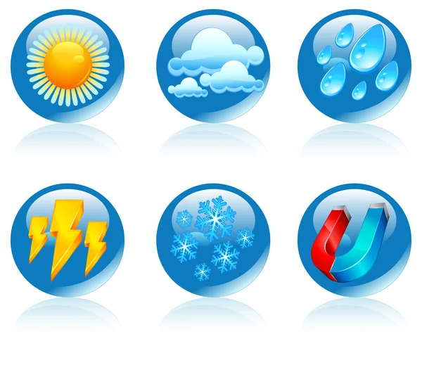Weather round icons — Stock Vector