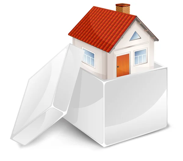 Casa en caja blanca — Vector de stock