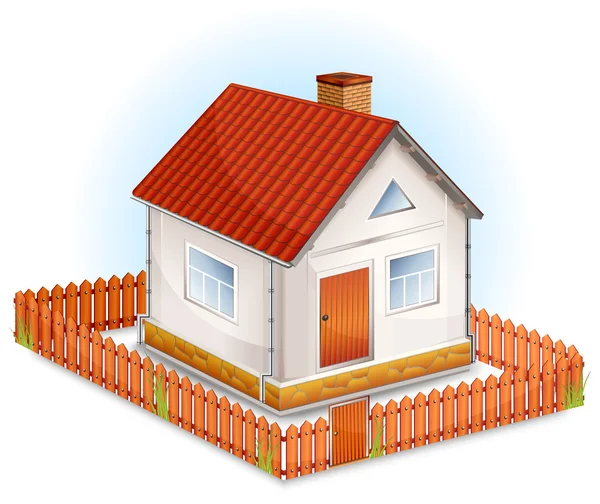 Kleines Haus mit Zaun — Stockvektor