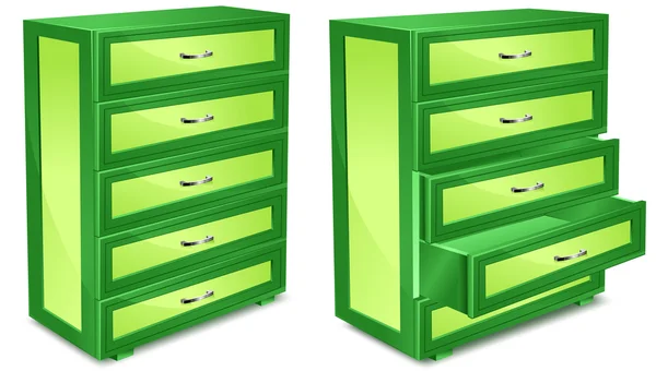 Drewniana komoda w kolorze zielonym — Wektor stockowy