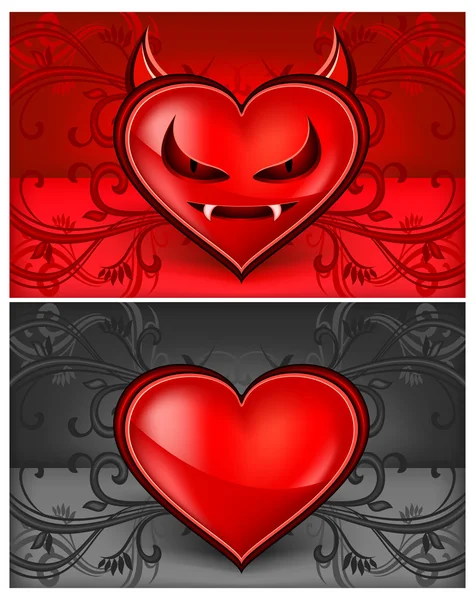 Diabo rosto coração — Vetor de Stock