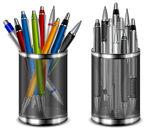 Set di penne a colori a supporto — Vettoriale Stock