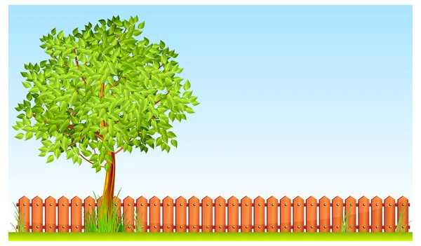 Baum und Zaun — Stockvektor